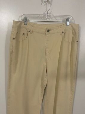 TALBOTS WOMENS JEANS SZ 16L  COTTON BLEND CHAMPAGNE HI-RISE STRAIGHT LEG W 36"
